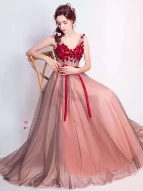 Red Prom Dress Cheap Long Lace Prom Dress #ER023