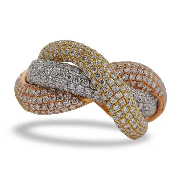 Roberto Coin Tricolor Pavé Diamond Ring