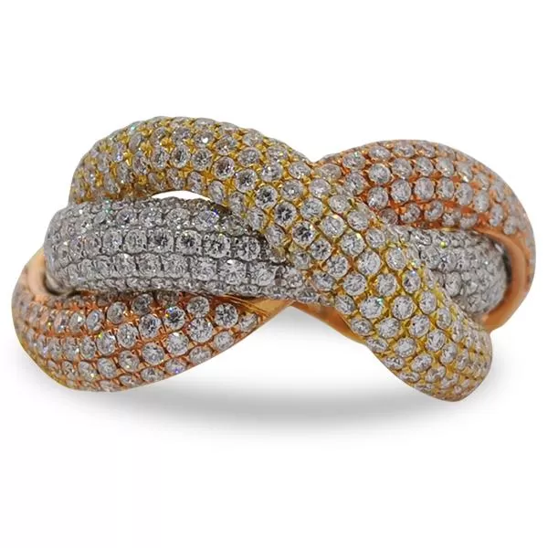 Roberto Coin Tricolor Pavé Diamond Ring