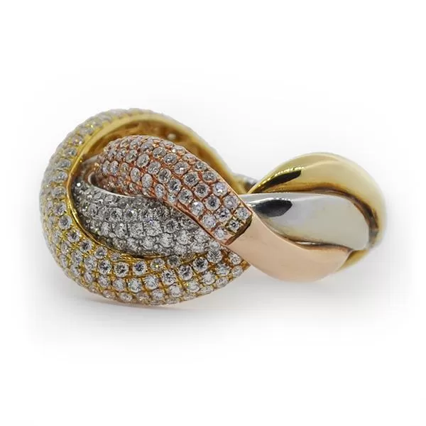 Roberto Coin Tricolor Pavé Diamond Ring