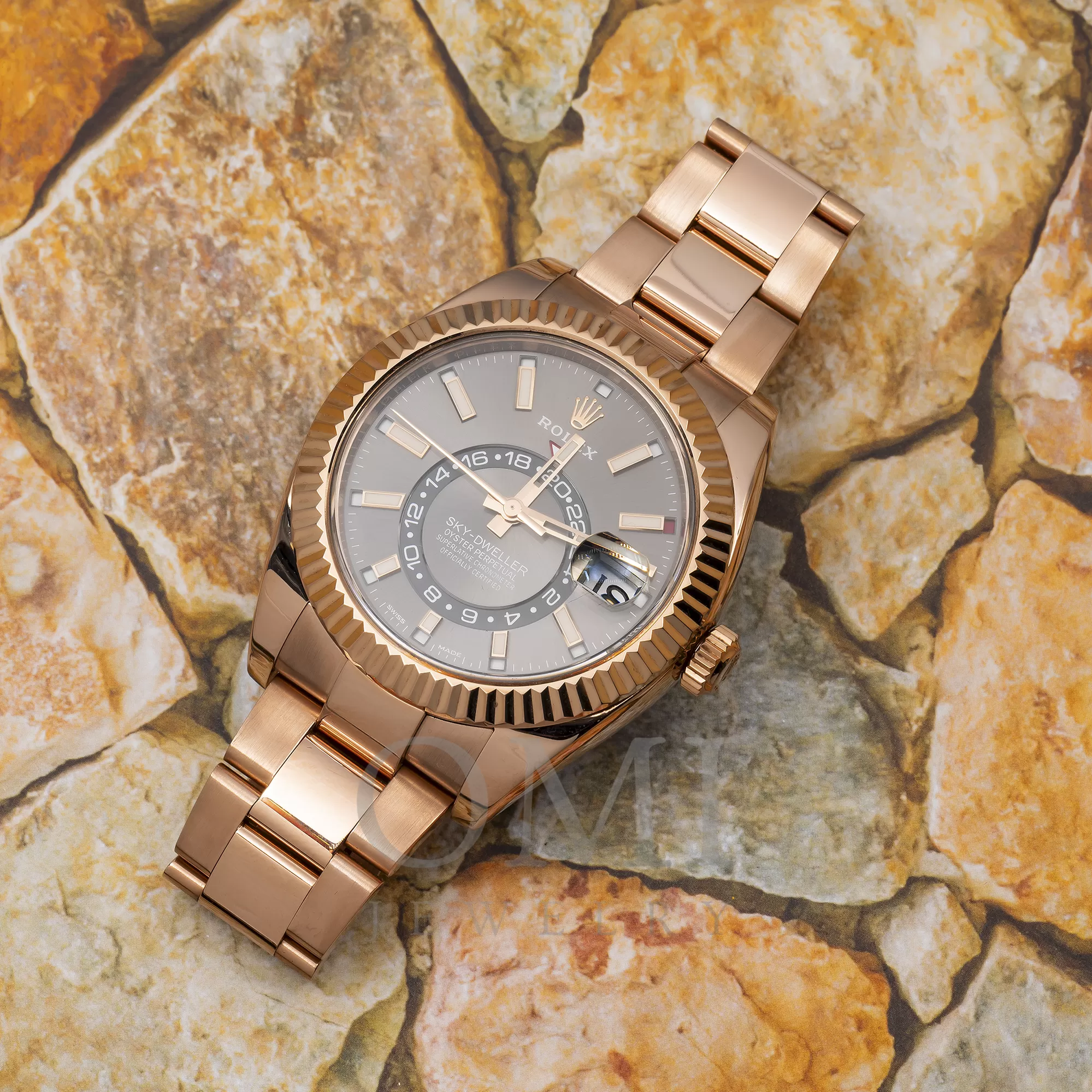 ROLEX OYSTER PERPETUAL SKY-DWELLER 336935 42MM DARK SLATE INDEX DIAL WITH ROSE GOLD OYSTER BRACELET