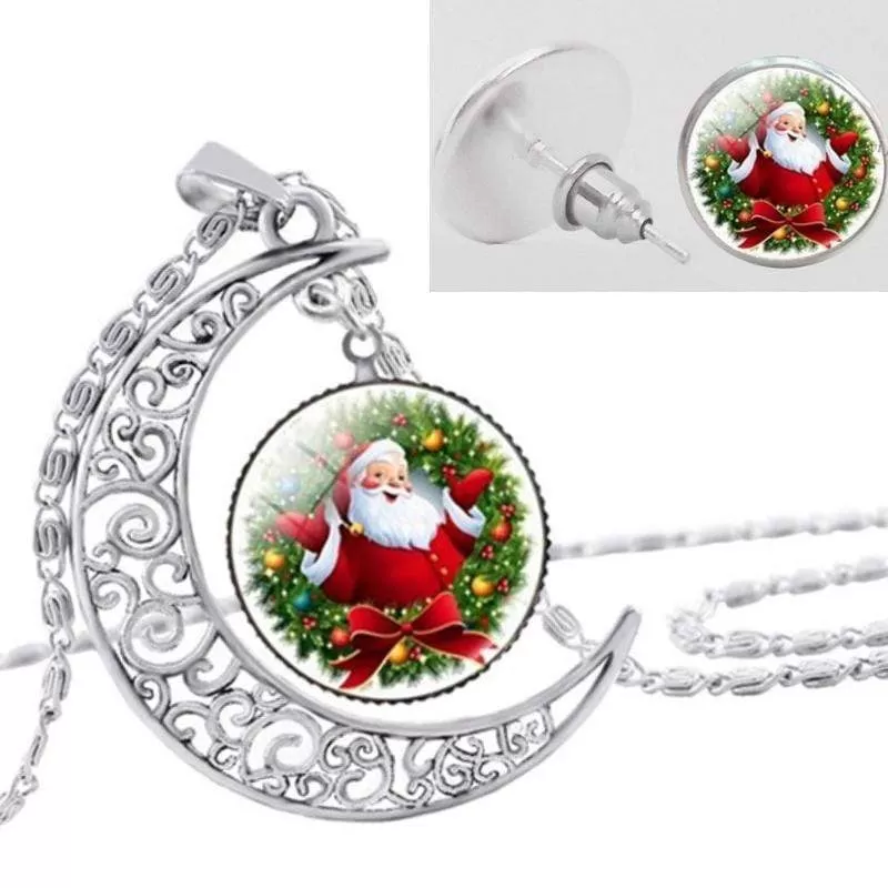 Santa Baby Glass Necklace and Earrings Set