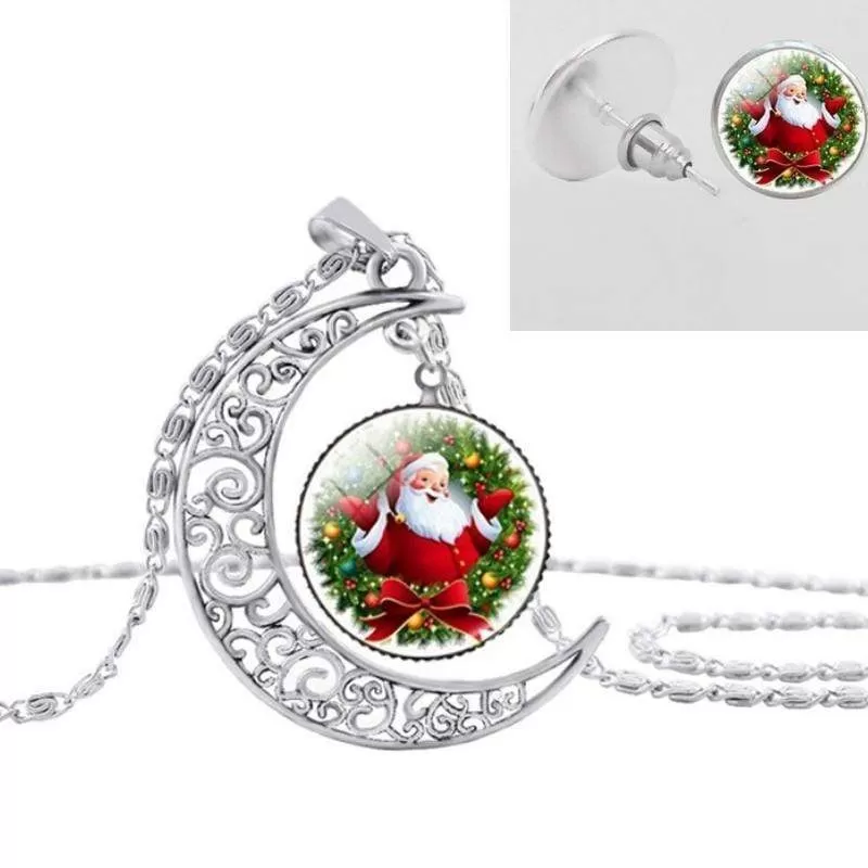 Santa Baby Glass Necklace and Earrings Set