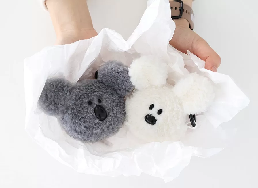 Shearling Fur Little Paper Airpods/Pro Pouches Bags Cute Purses Bags Animal Carrying Keyring