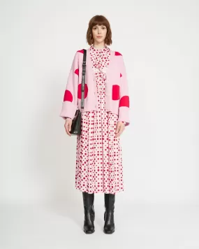 Silvian Heach Pink and Red Polka Dot Dress