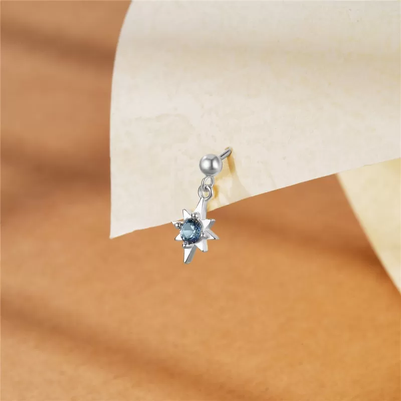 Sky Blue Zircon Diamond Ball Back Earrings