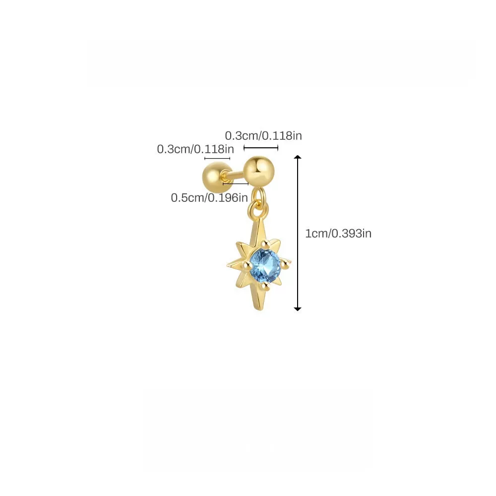 Sky Blue Zircon Diamond Ball Back Earrings