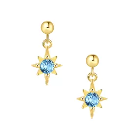 Sky Blue Zircon Diamond Ball Back Earrings