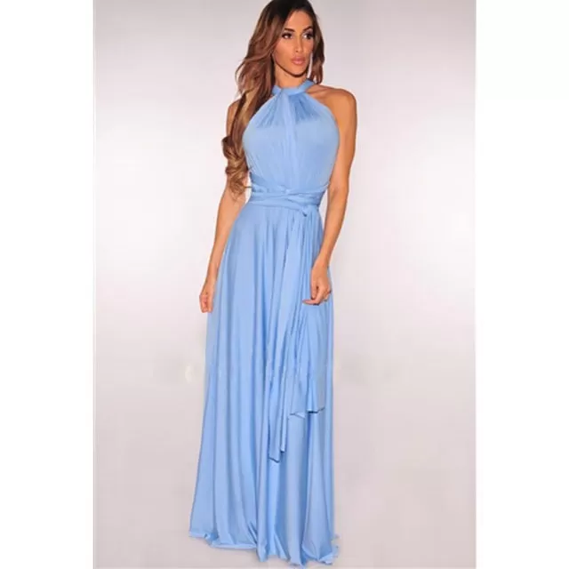 Sleeveless Boho Maxi Dress Top - Light Blue