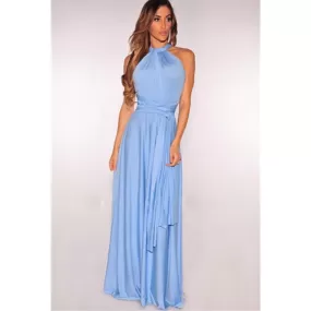 Sleeveless Boho Maxi Dress Top - Light Blue