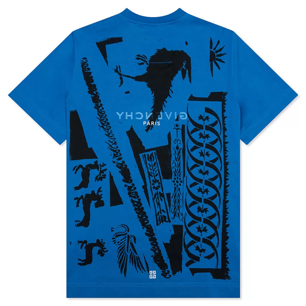 Slim Fit Reversed Print T-Shirt - Bright Blue