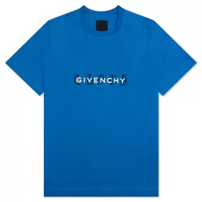 Slim Fit Reversed Print T-Shirt - Bright Blue