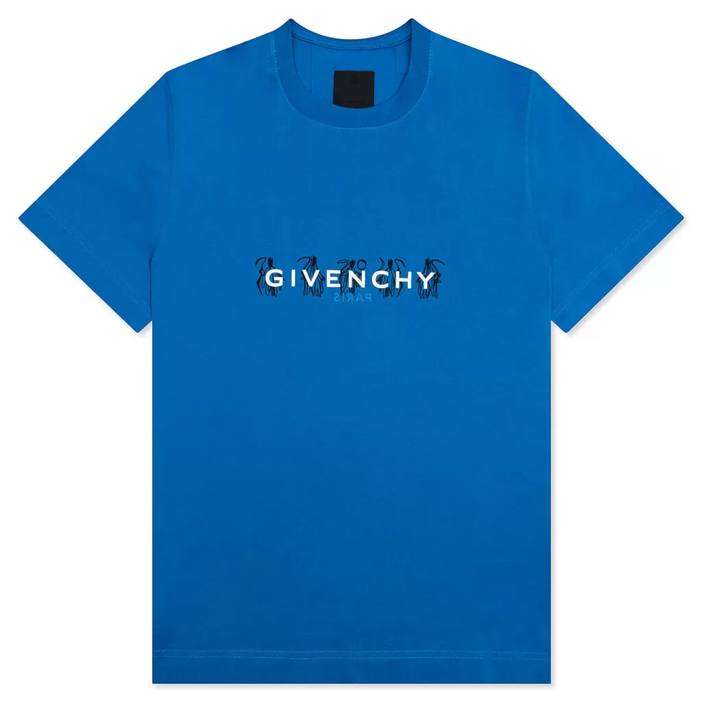 Slim Fit Reversed Print T-Shirt - Bright Blue