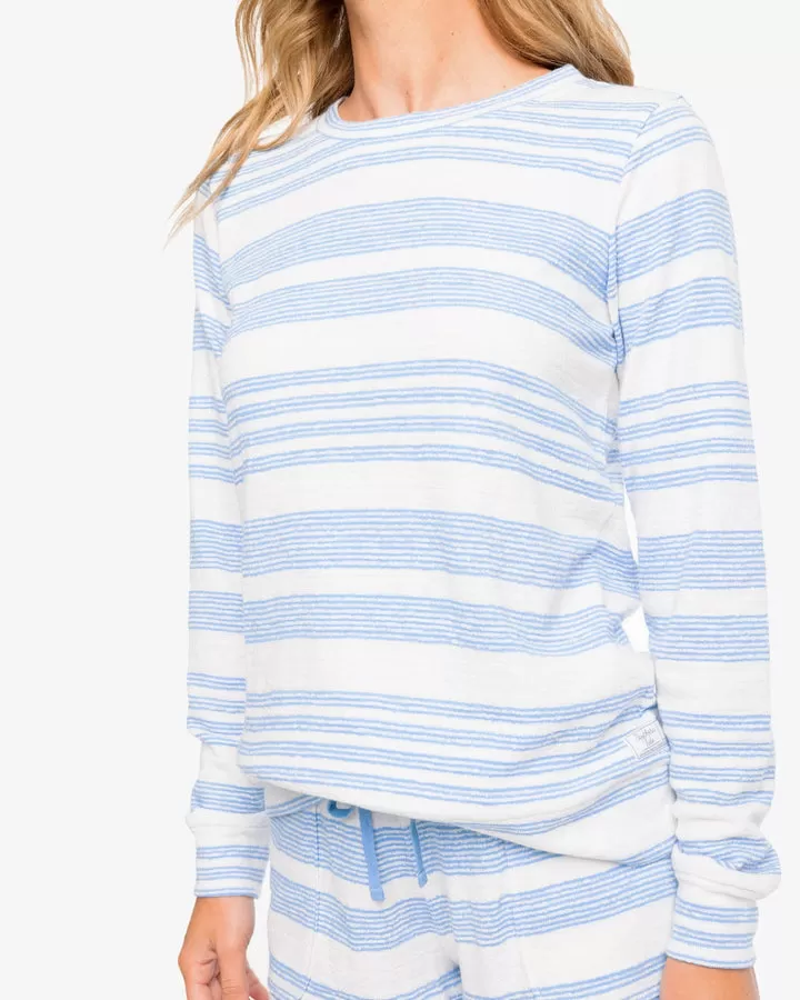 Southern Tide Women's Lana Striped Crew Neck Sweatshirt - Boat Blue