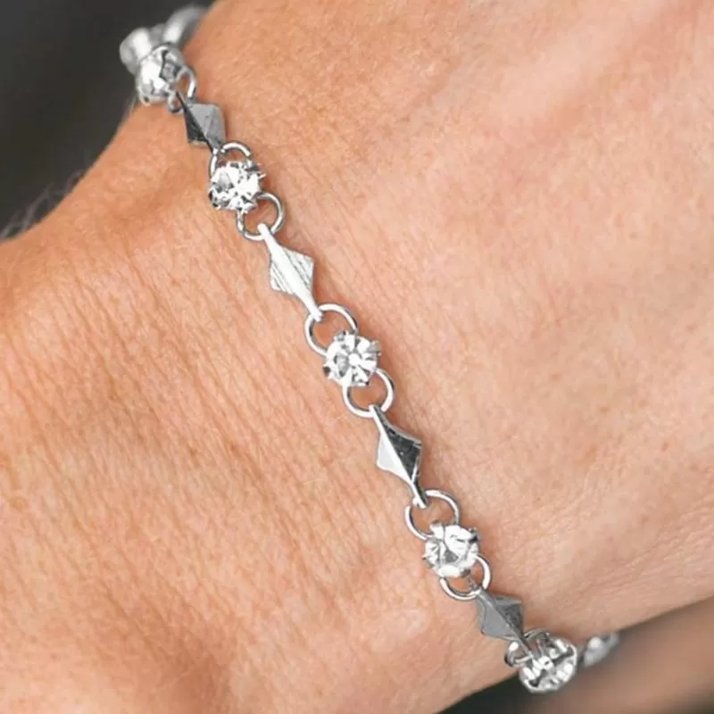 Sparkle and Shine Dainty Silver and White Bracelet