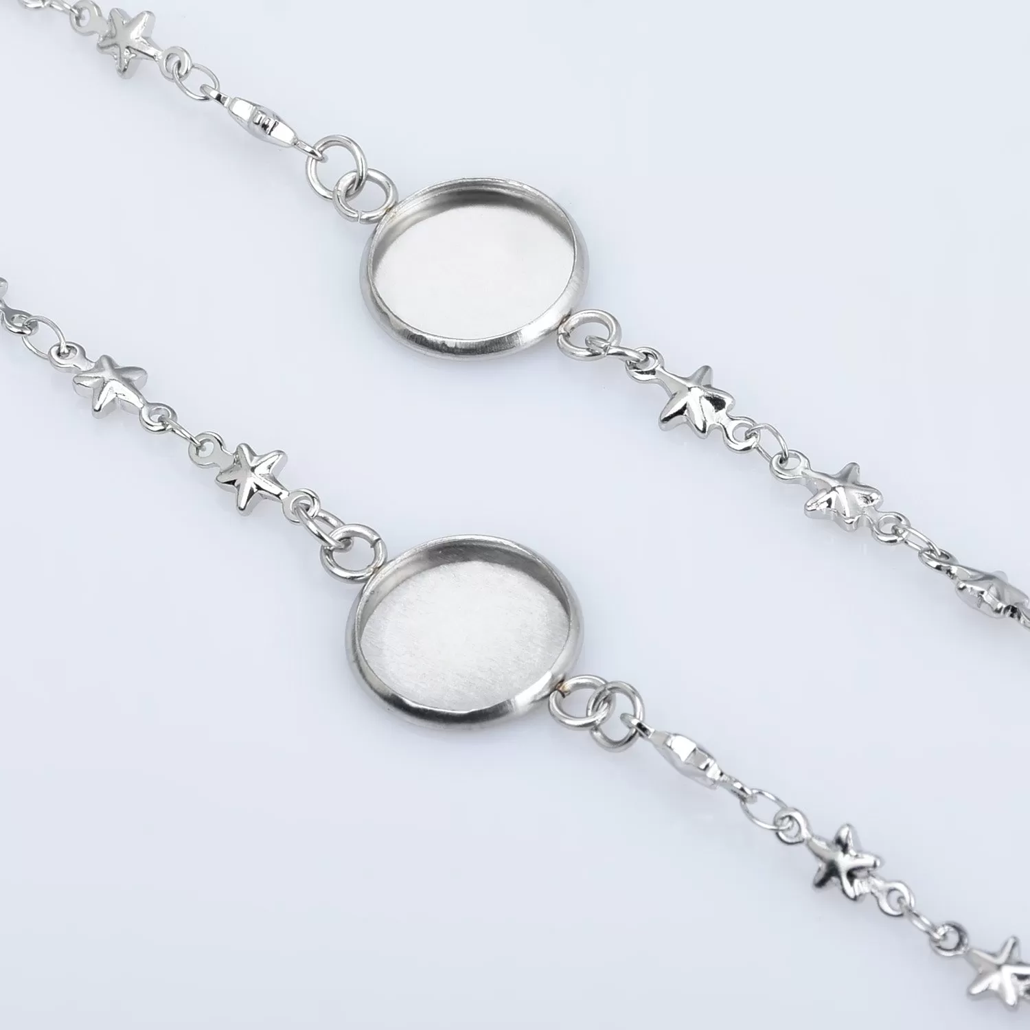 Stainless Steel Bracelet Base Settings Star link chain round bezel tray bracelets blanks Bracelet Supply 5pcs 102776