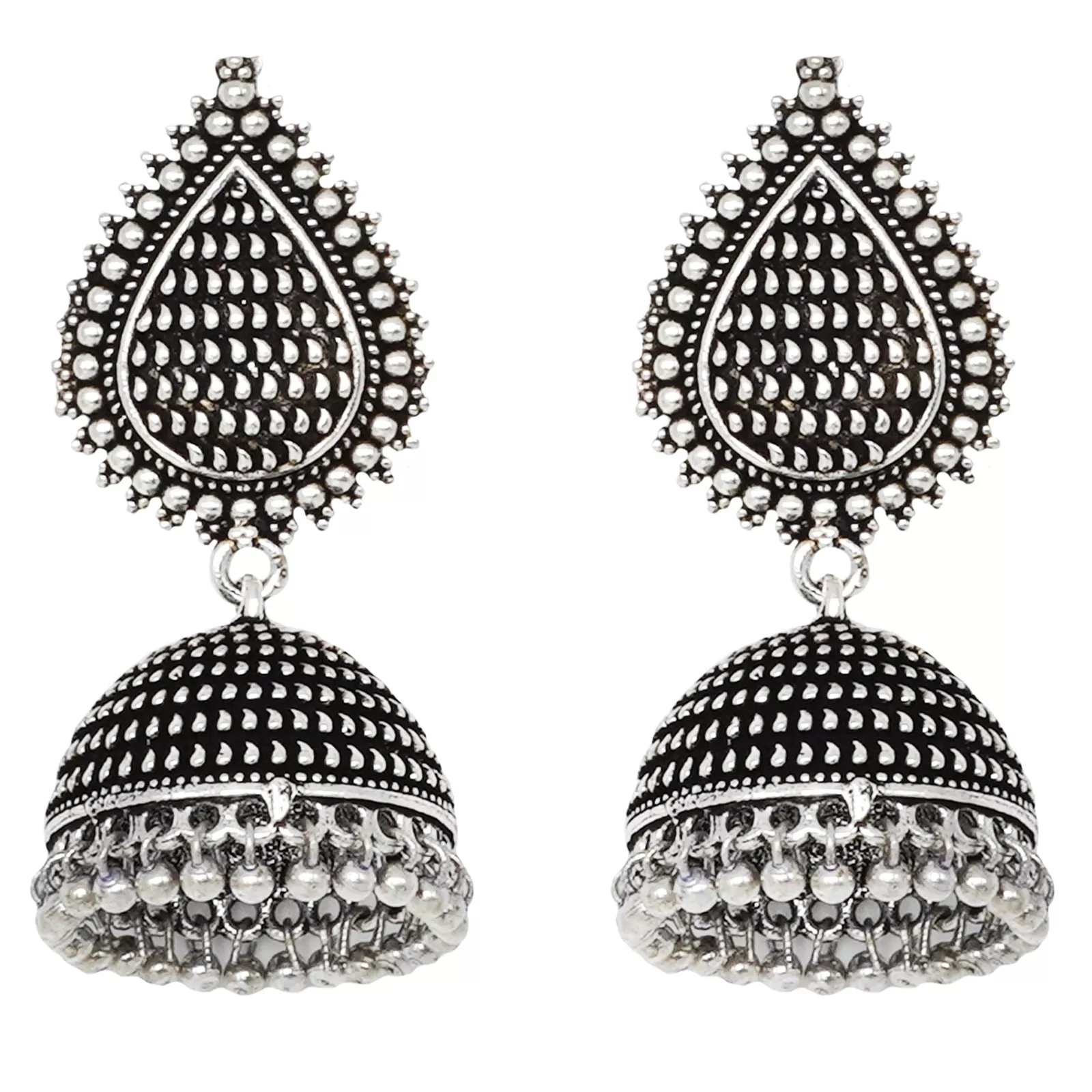 Teejh Anukriti Leaf Silver Oxidised Jhumki