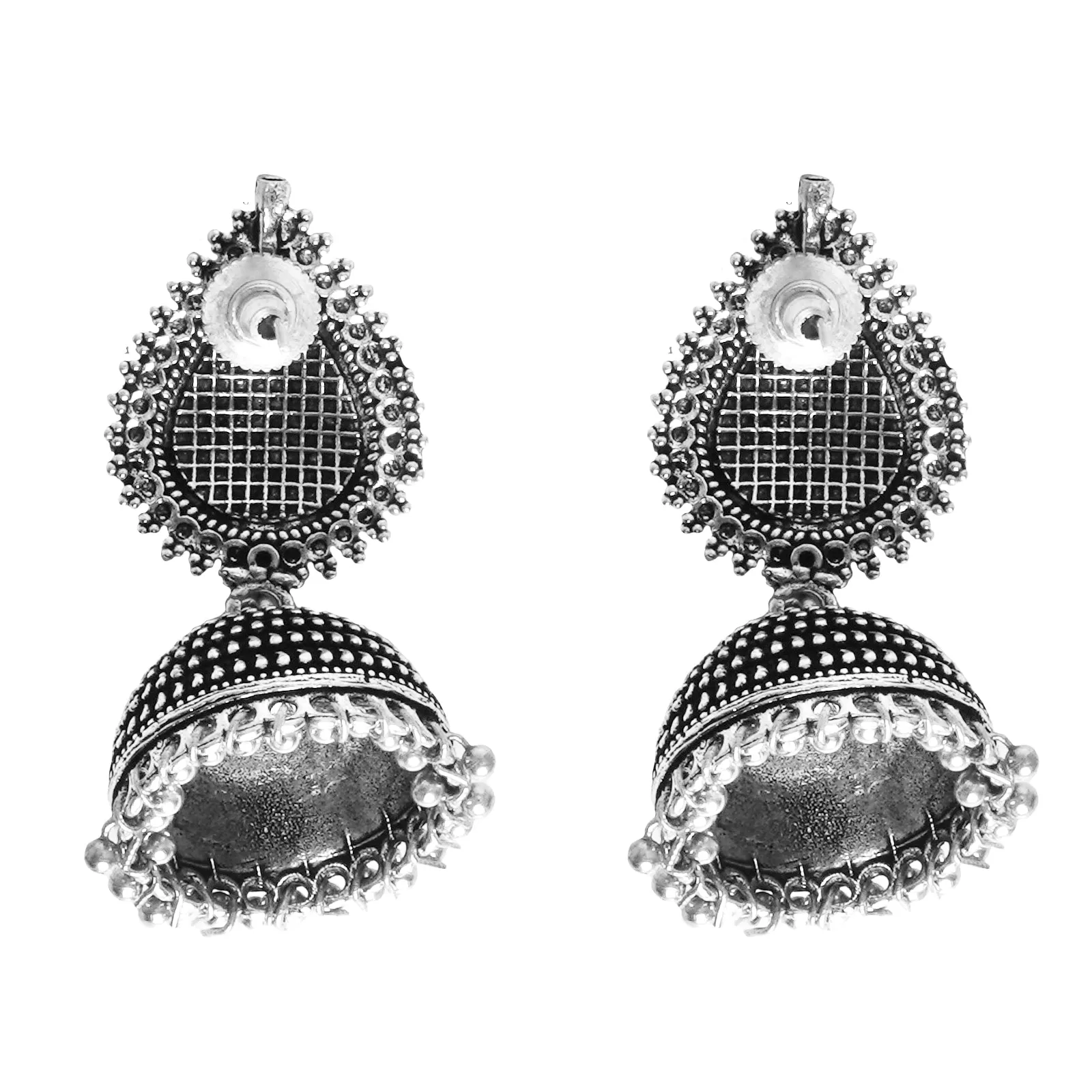 Teejh Anukriti Leaf Silver Oxidised Jhumki