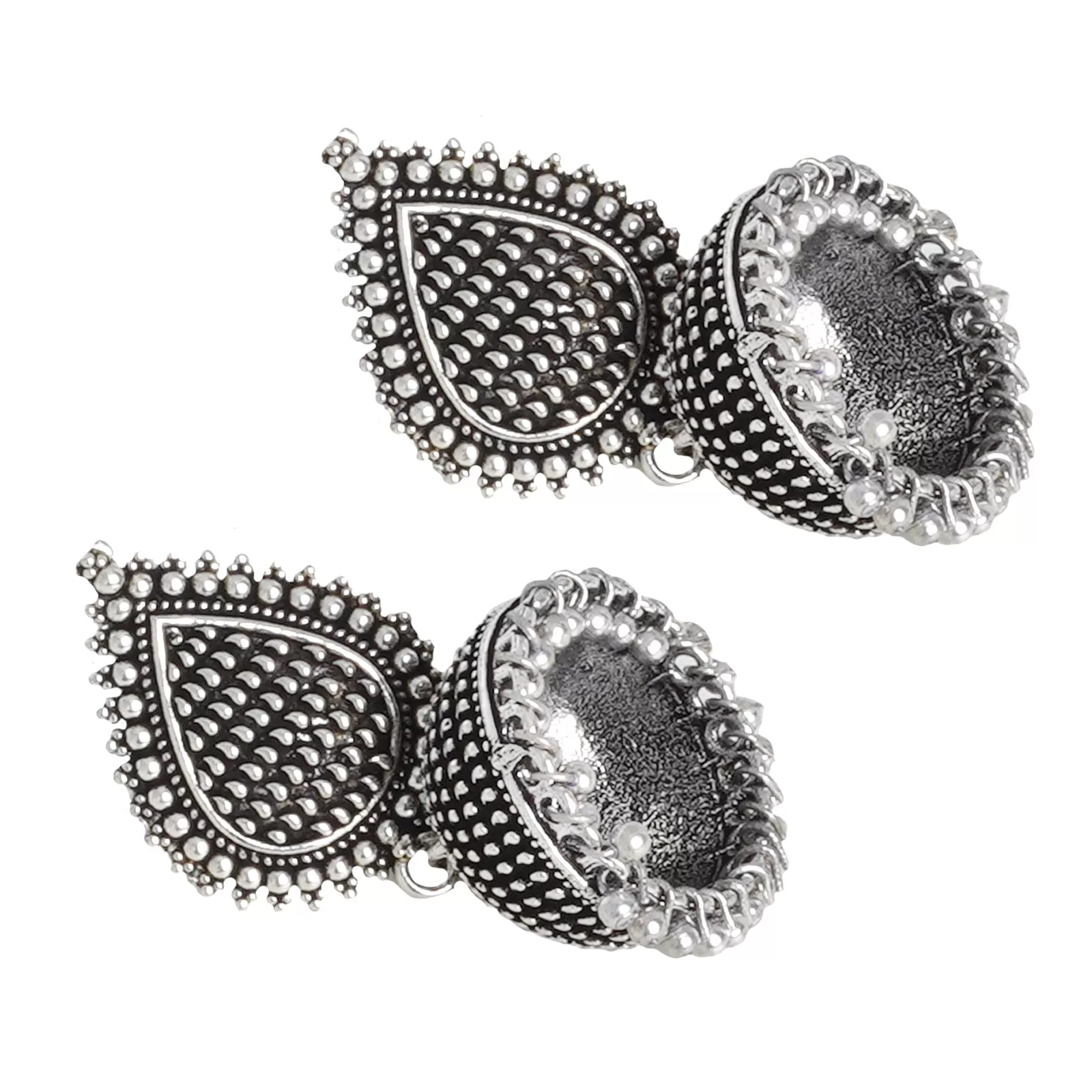 Teejh Anukriti Leaf Silver Oxidised Jhumki