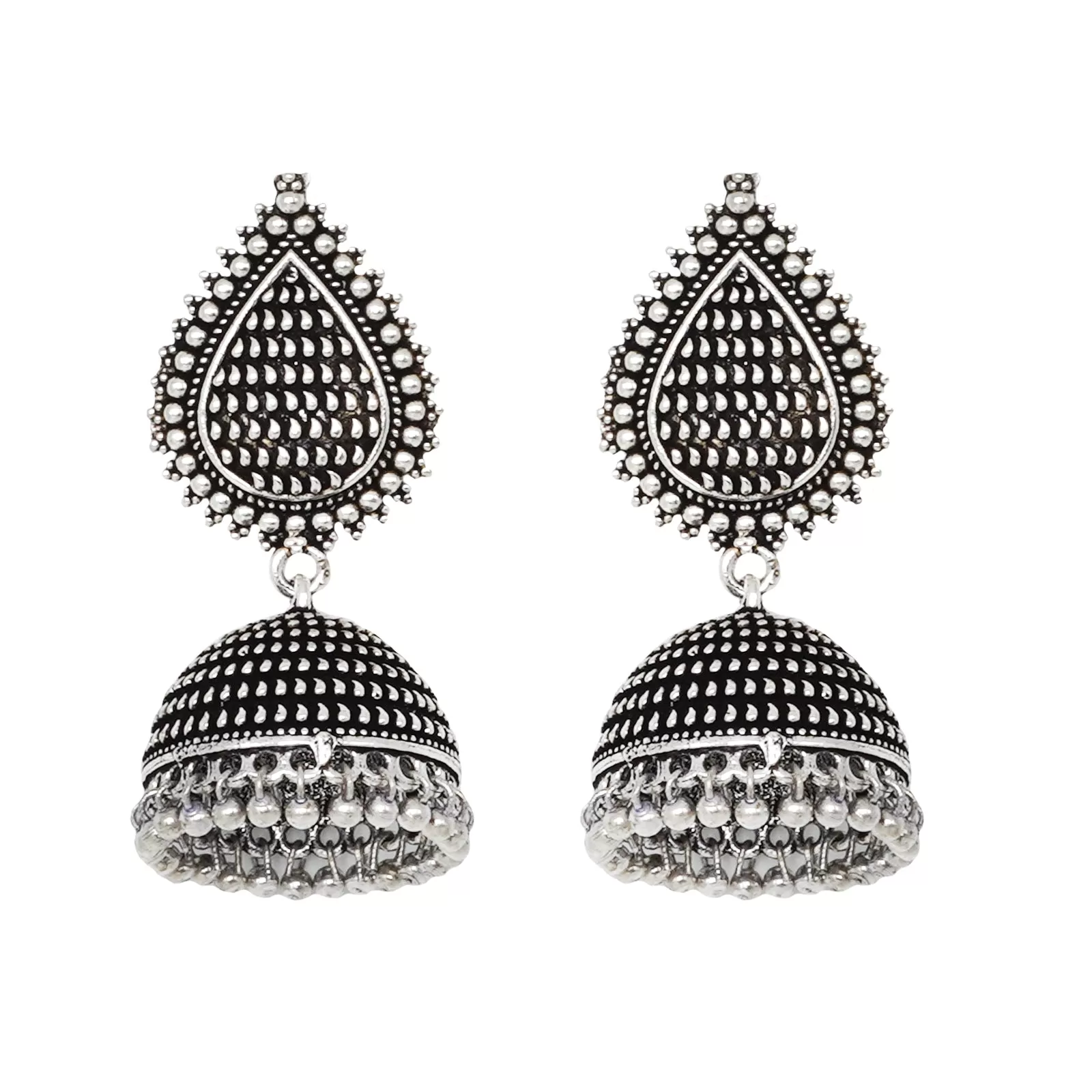 Teejh Anukriti Leaf Silver Oxidised Jhumki