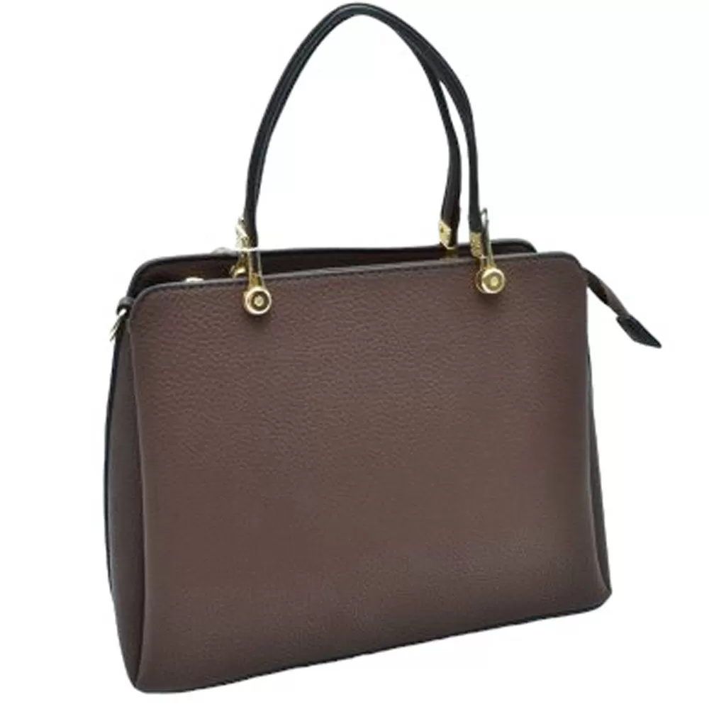 Textured Faux Leather Top Handle Tote Bag