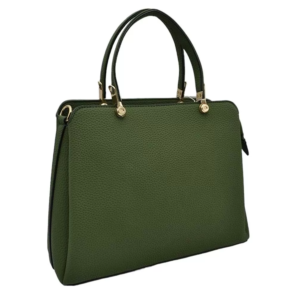 Textured Faux Leather Top Handle Tote Bag