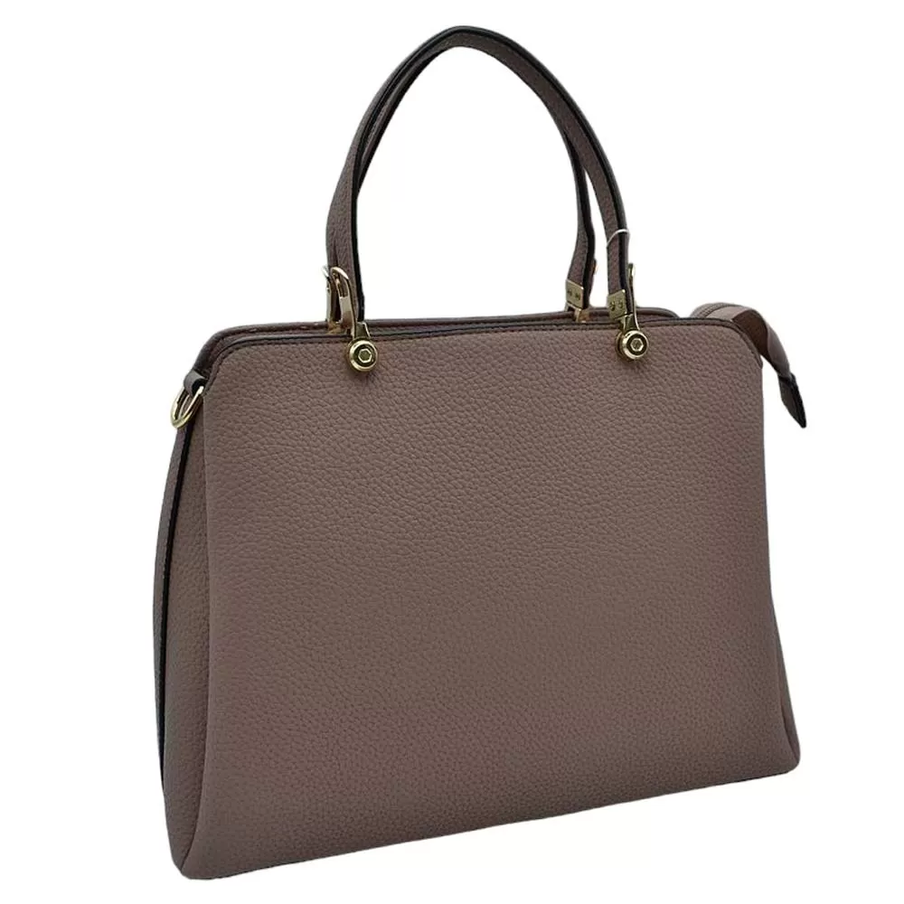 Textured Faux Leather Top Handle Tote Bag