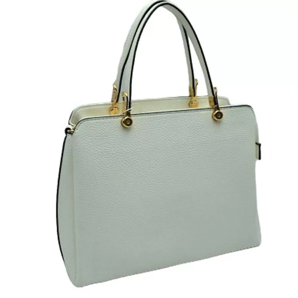 Textured Faux Leather Top Handle Tote Bag