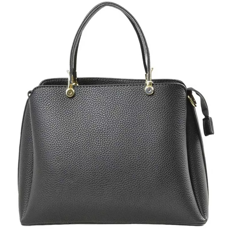 Textured Faux Leather Top Handle Tote Bag