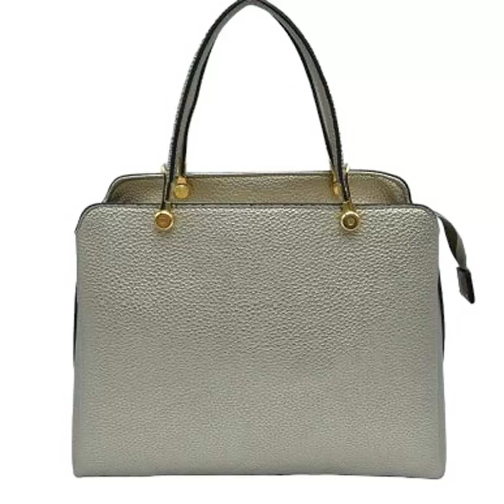 Textured Faux Leather Top Handle Tote Bag