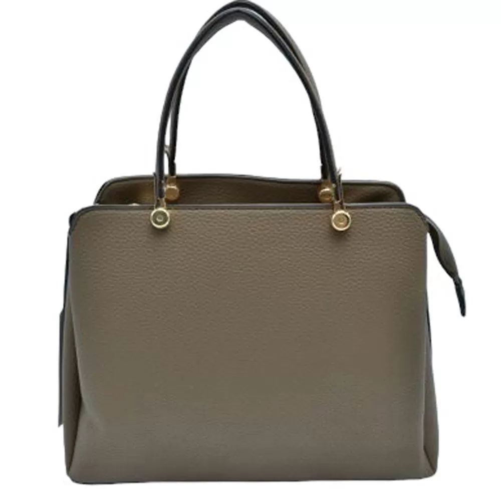 Textured Faux Leather Top Handle Tote Bag