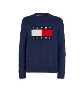 TJM RLX Flag Cable Knit Sweater - Twilight Navy