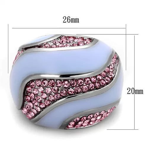 TK1744 High polished (no plating) Stainless Steel Ring with Top Grade Crystal in Light Rose