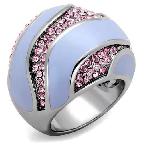 TK1744 High polished (no plating) Stainless Steel Ring with Top Grade Crystal in Light Rose