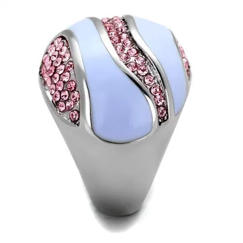 TK1744 High polished (no plating) Stainless Steel Ring with Top Grade Crystal in Light Rose