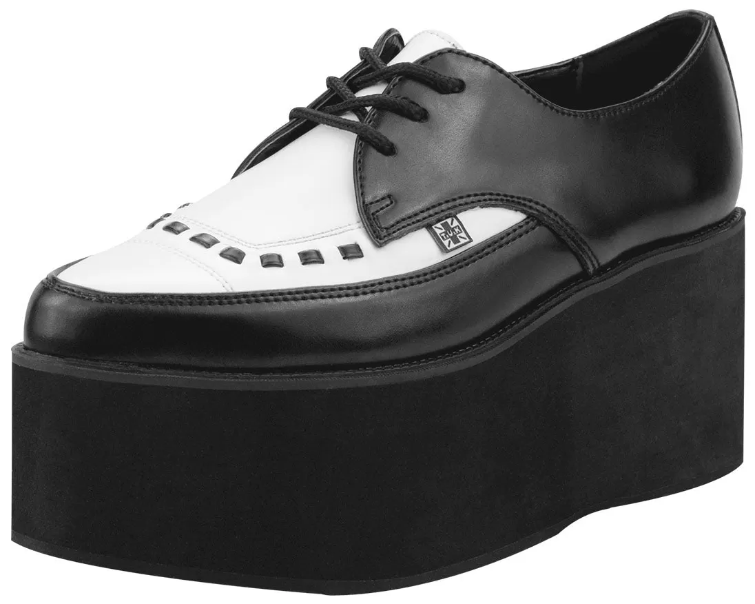 T.U.K Black White Leather Eva 3x Stacked Pointed Creeper