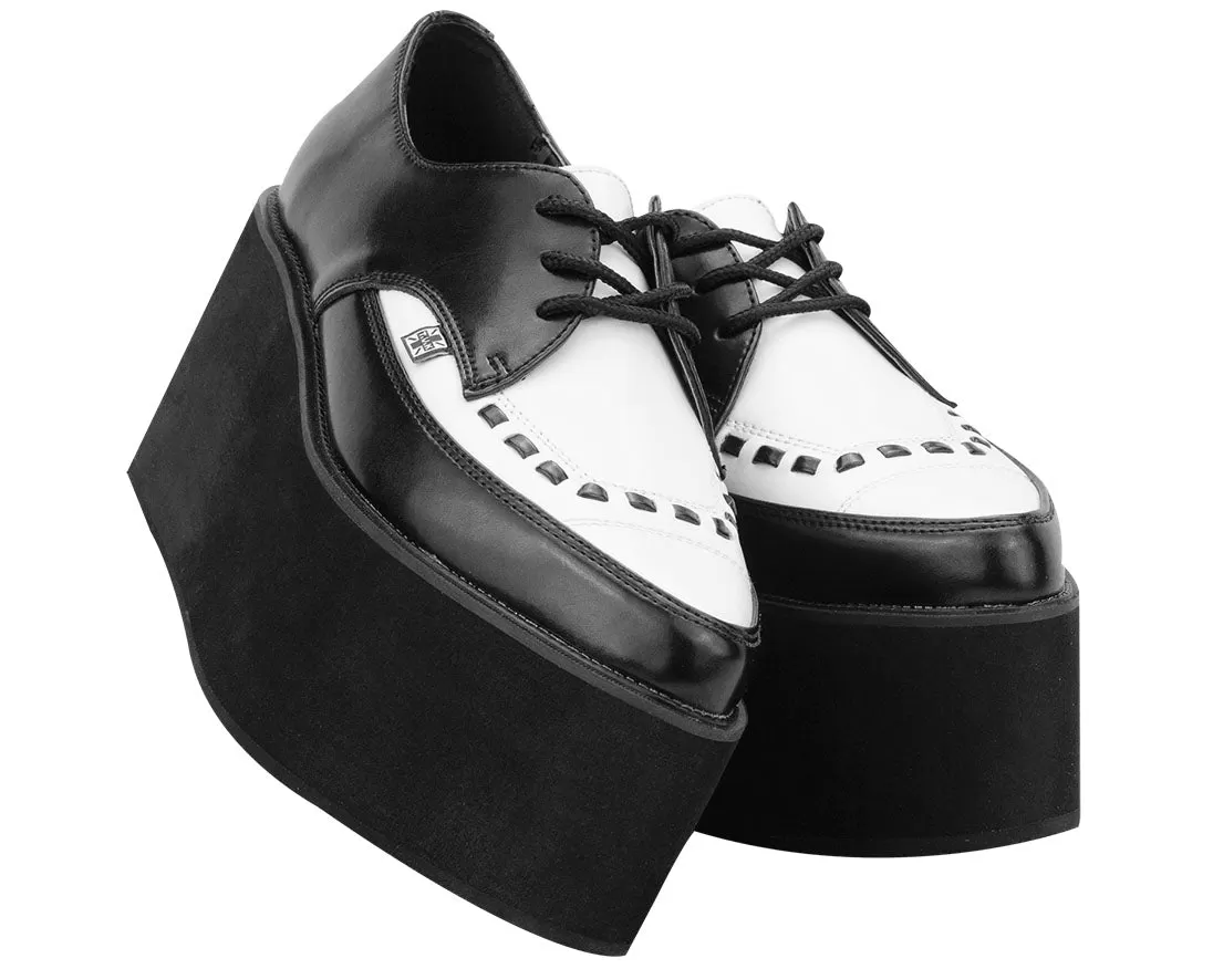 T.U.K Black White Leather Eva 3x Stacked Pointed Creeper