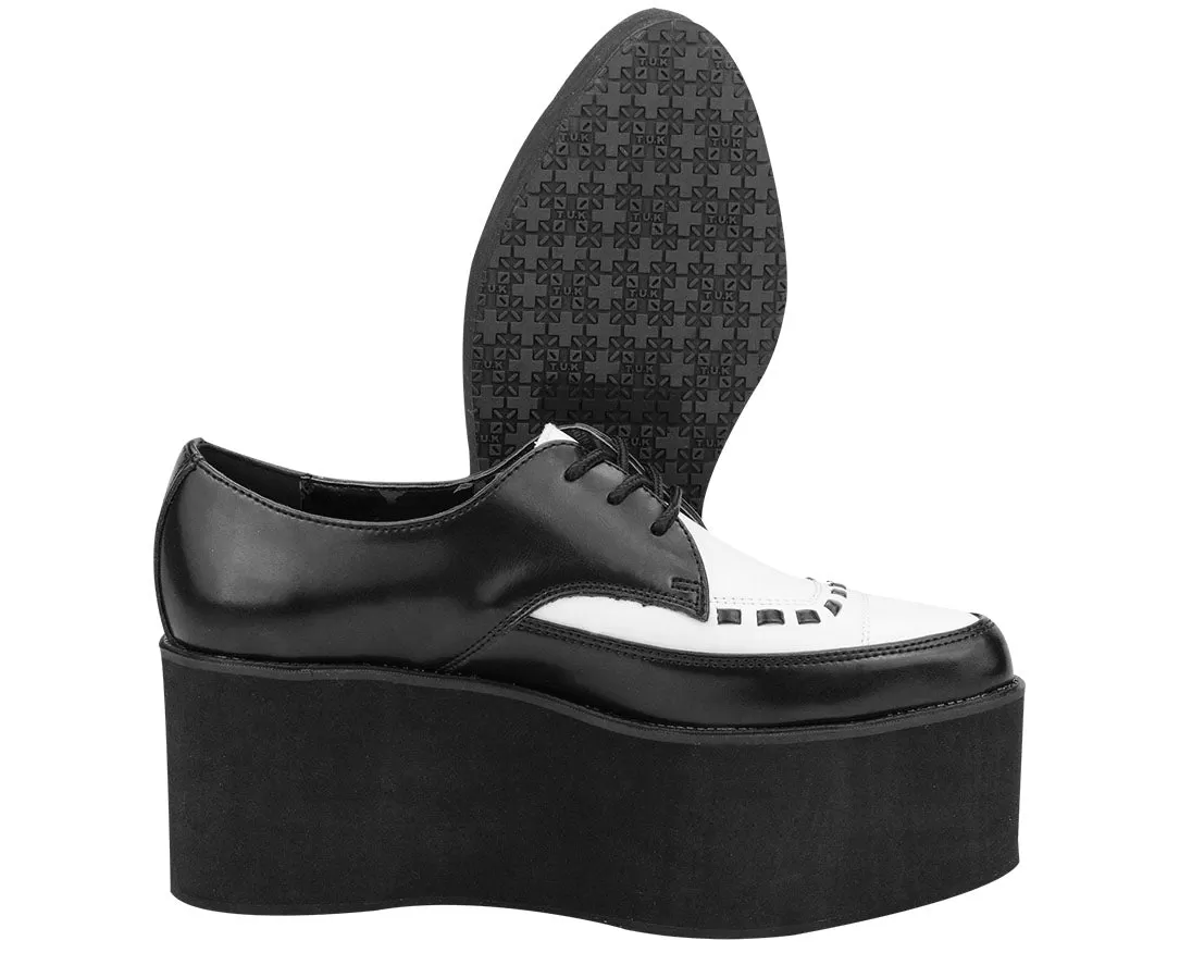 T.U.K Black White Leather Eva 3x Stacked Pointed Creeper