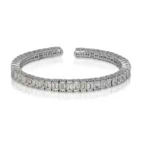 VENUE 20 Carat Emerald Cut Inline Diamond Tennis Bracelet in 18K White Gold By Mike Nekta NYC