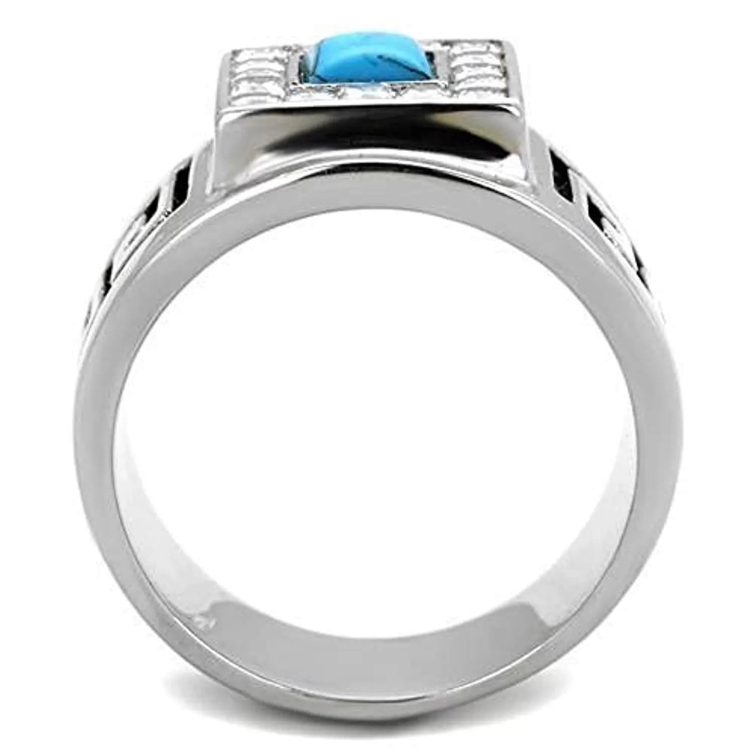 WildKlass Stainless Steel Ring High Polished (no Plating) Men Synthetic Sea Blue