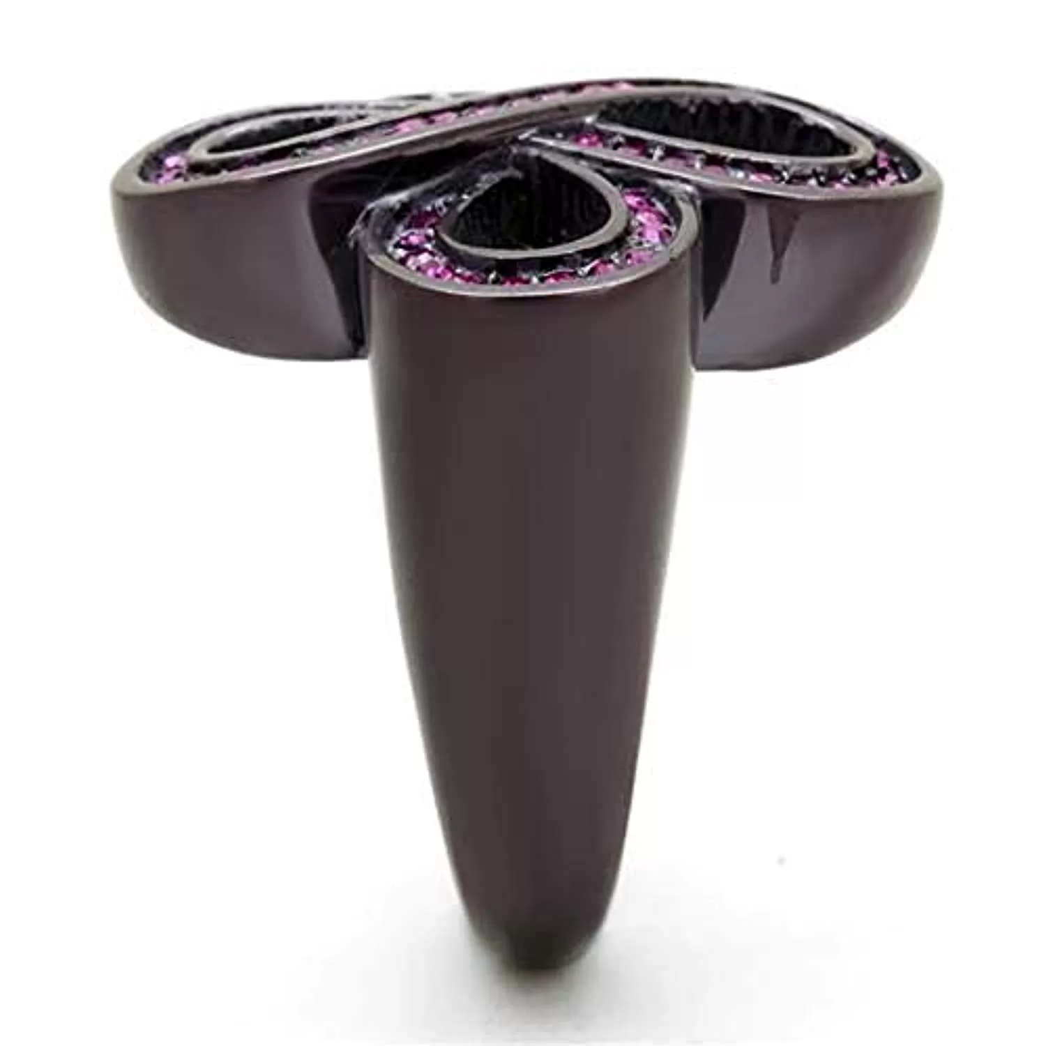 WildKlass Stainless Steel Ring IP Dark Brown (IP Coffee) Women Top Grade Crystal Fuchsia