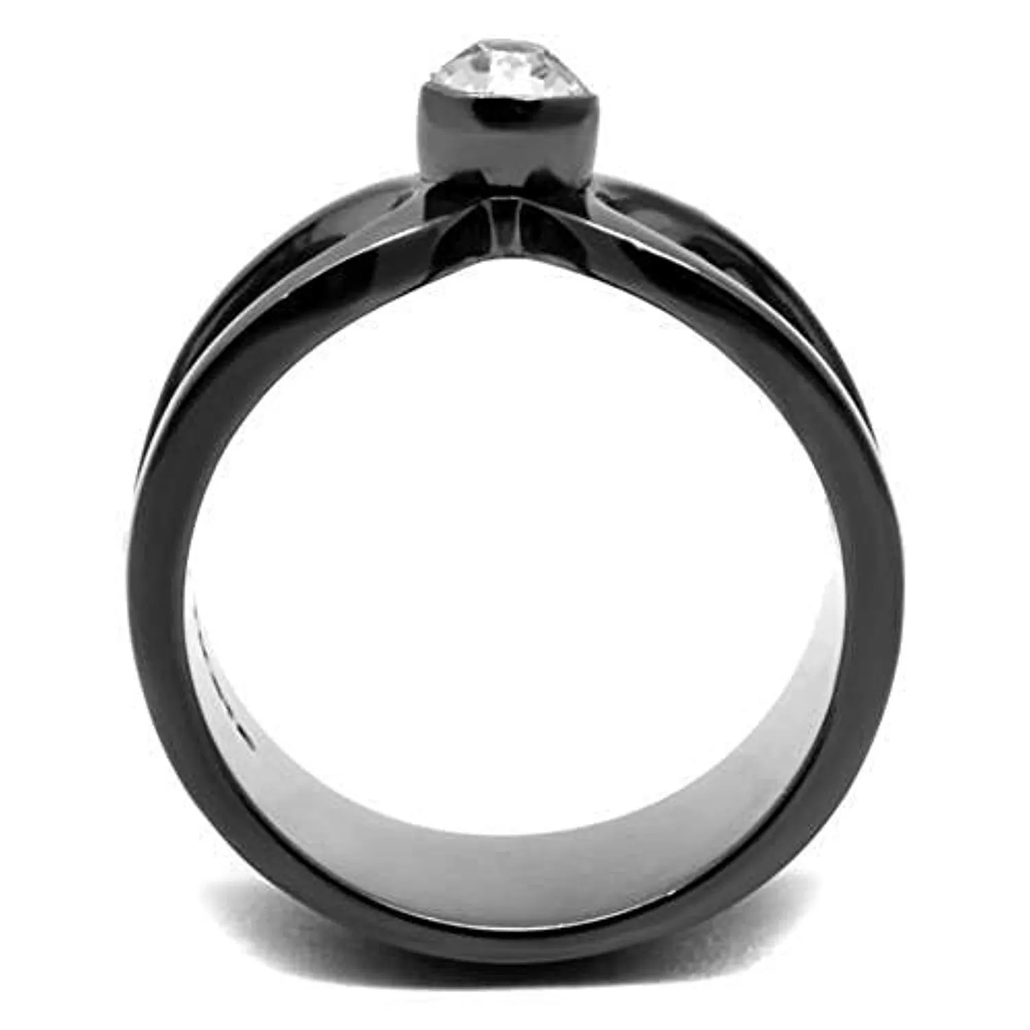 WildKlass Stainless Steel Ring IP Light Black (IP Gun) Men Top Grade Crystal Clear