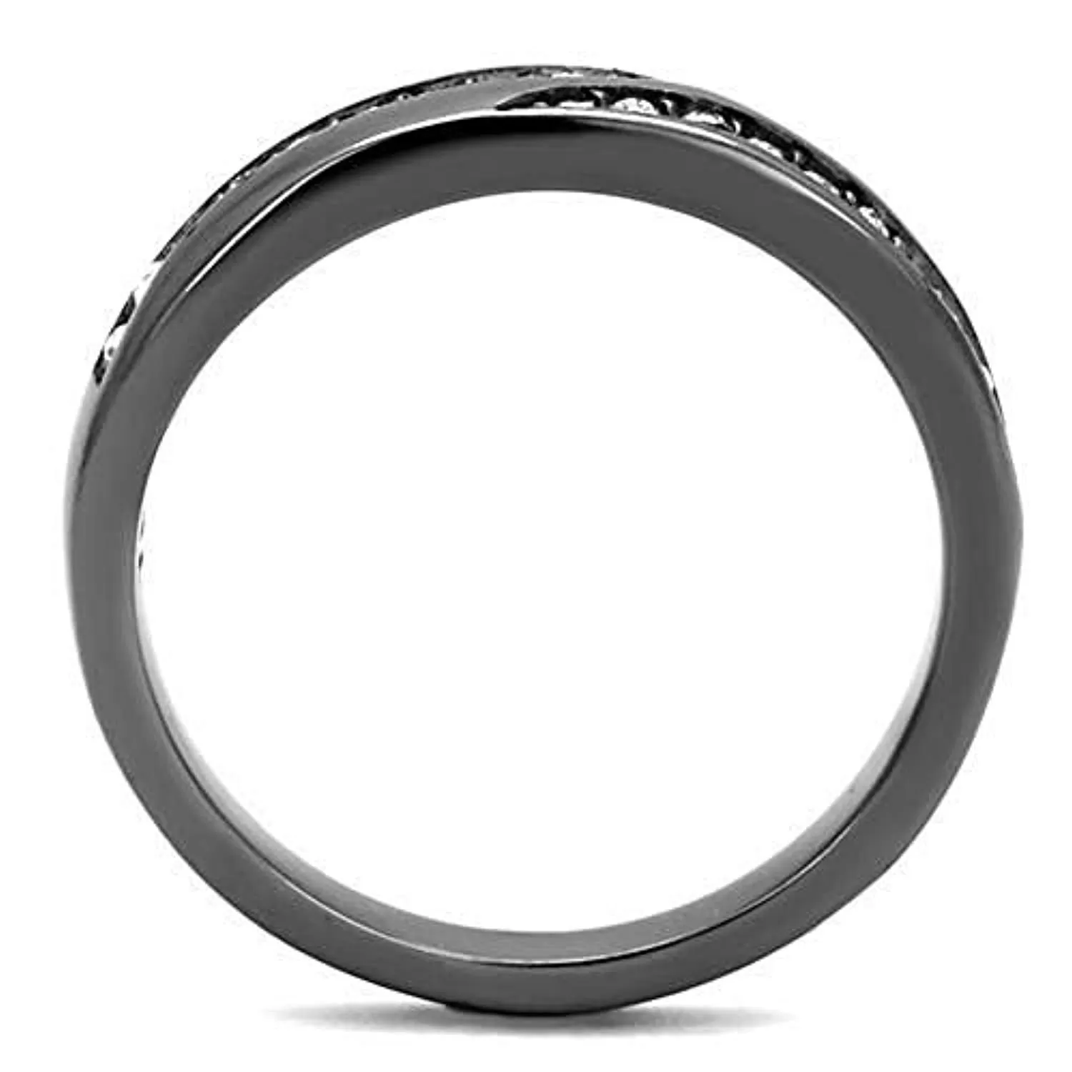 WildKlass Stainless Steel Ring IP Light Black (IP Gun) Women Top Grade Crystal Clear