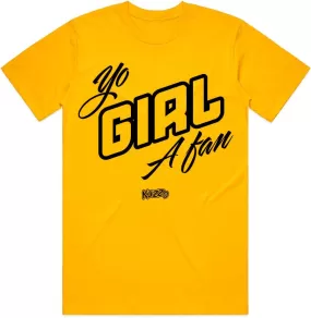 YO GIRL A FAN : Gold Sneaker Tees Shirt (black ink)