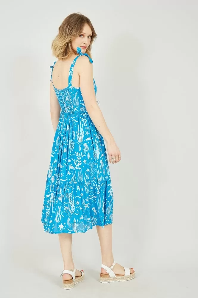 Yumi Blue Sealife Print Sundress